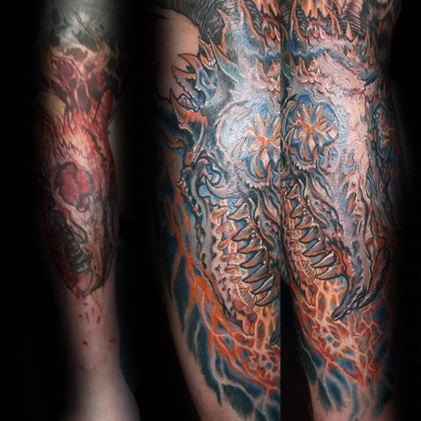 tatuaje calavera dragon 06