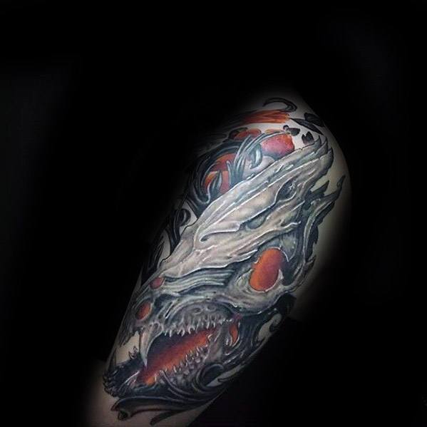 tatuaje calavera dragon 38