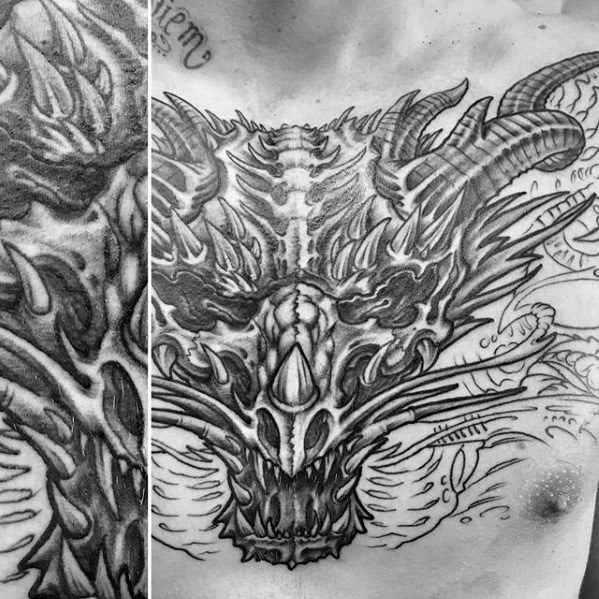 tatuaje calavera dragon 72