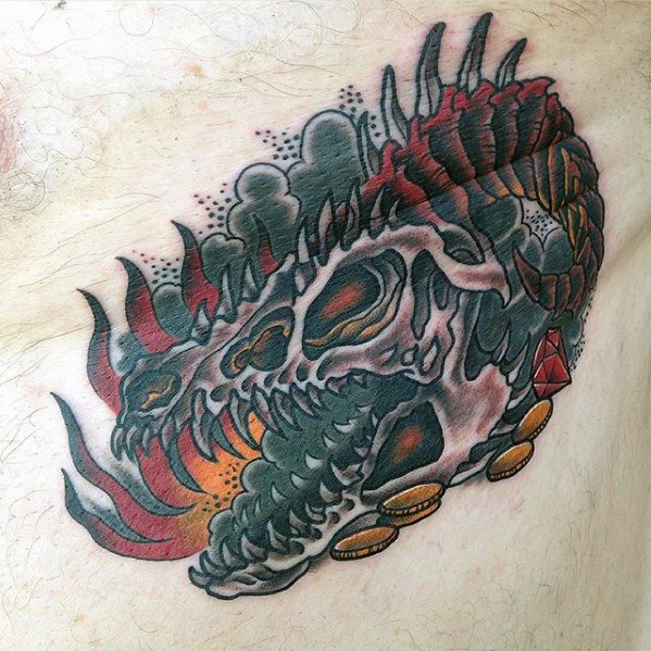 tatuaje calavera dragon 84