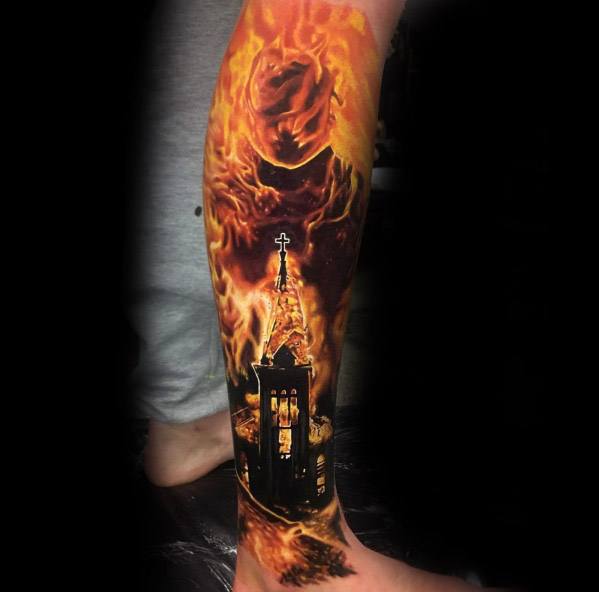 tatuaje iglesia ardiendo 54