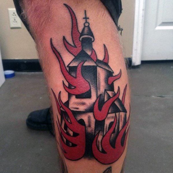 tatuaje iglesia ardiendo 74
