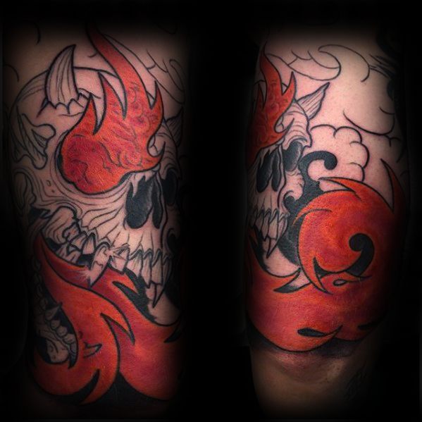 tatuaje calavera fuego 18