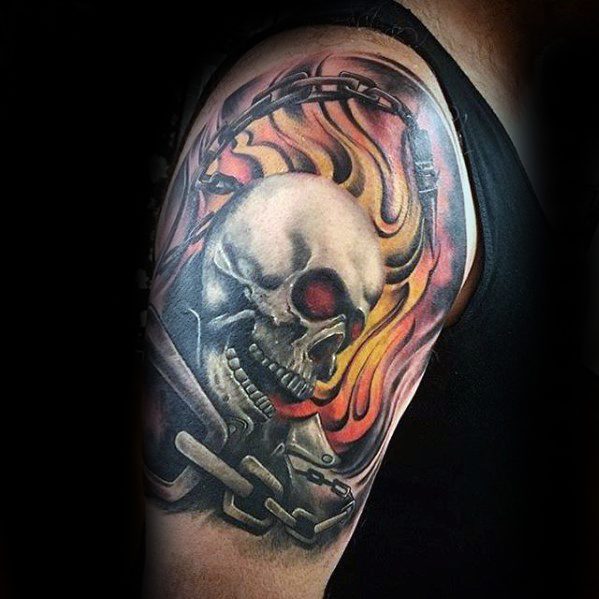 tatuaje calavera fuego 26