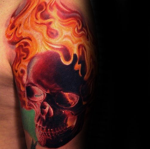tatuaje calavera fuego 64