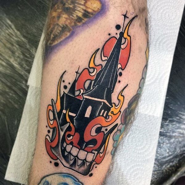 tatuaje calavera fuego 96