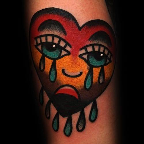 tatuaje corazon llorando 14