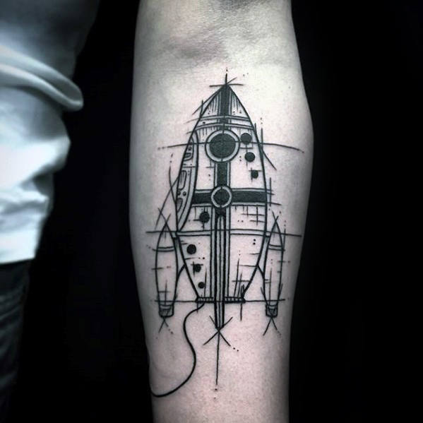 50 Tatuajes de cohetes o naves espaciales (Con el significado)