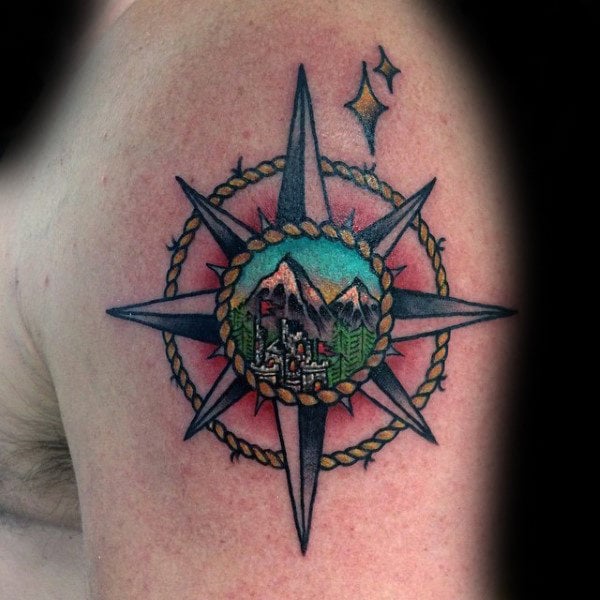 85 Tatuajes de estrellas náuticas (Con el significado)