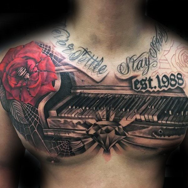 tatuaje piano teclado 33