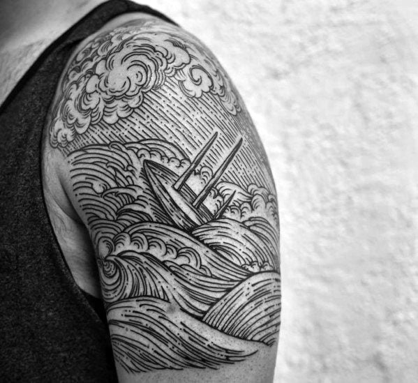 tatuaje barco hundiendose para hombre 26