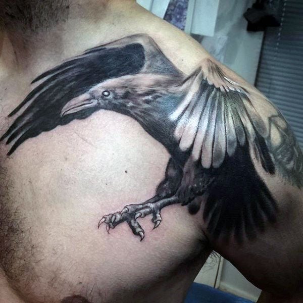 tatuaje cuervo negro para hombre 02