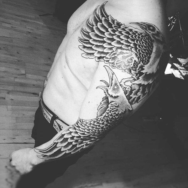 tatuaje cuervo negro para hombre 03