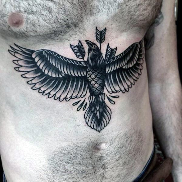 tatuaje cuervo negro para hombre 04