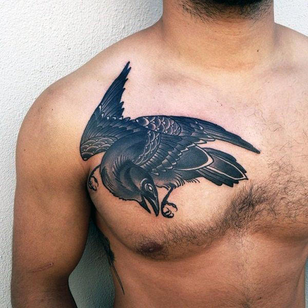 tatuaje cuervo negro para hombre 09
