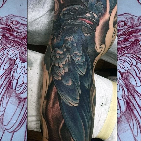 tatuaje cuervo negro para hombre 101