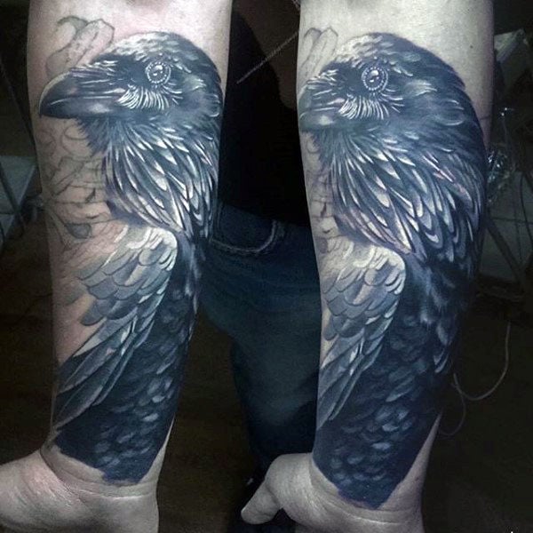 tatuaje cuervo negro para hombre 102