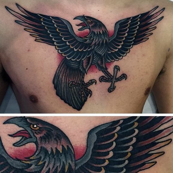 tatuaje cuervo negro para hombre 12