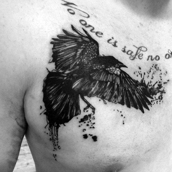 tatuaje cuervo negro para hombre 15