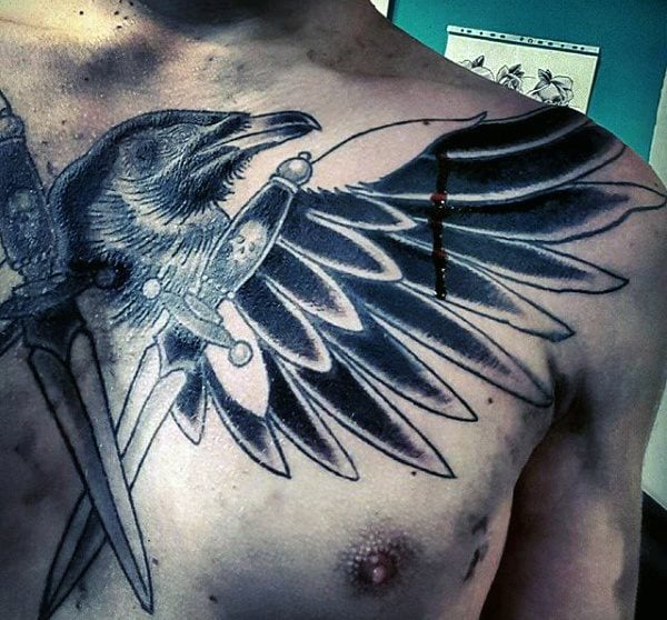 tatuaje cuervo negro para hombre 18