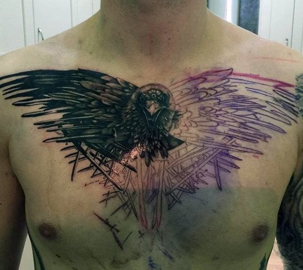 tatuaje cuervo negro para hombre 26