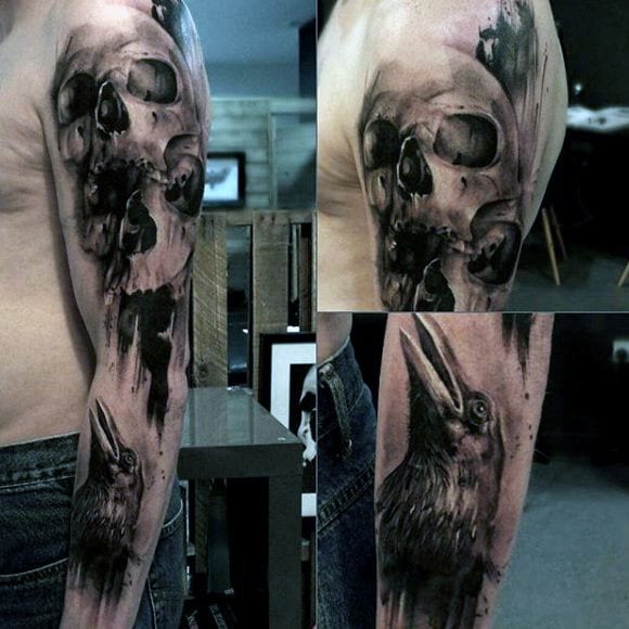 tatuaje cuervo negro para hombre 56