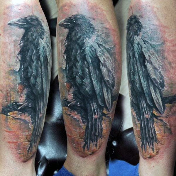 tatuaje cuervo negro para hombre 58
