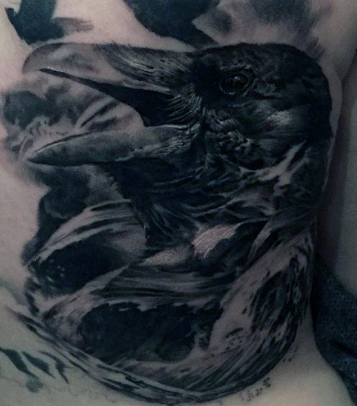 tatuaje cuervo negro para hombre 60