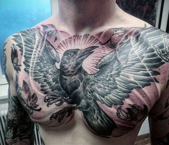 tatuaje cuervo negro para hombre 62