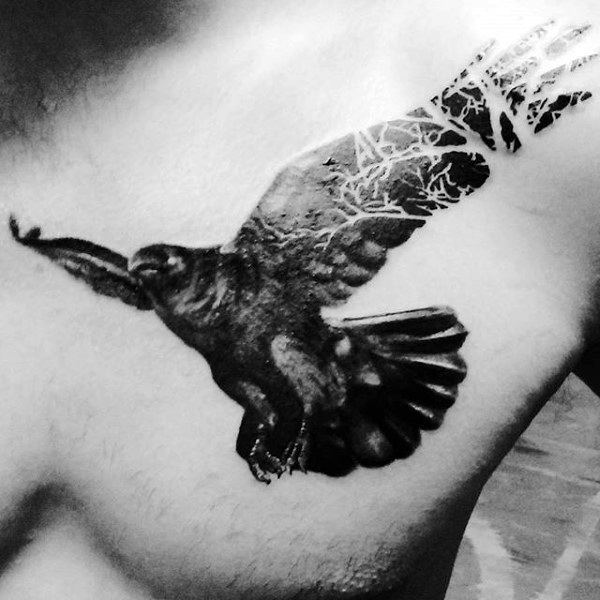 tatuaje cuervo negro para hombre 63