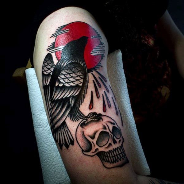 tatuaje cuervo negro para hombre 65