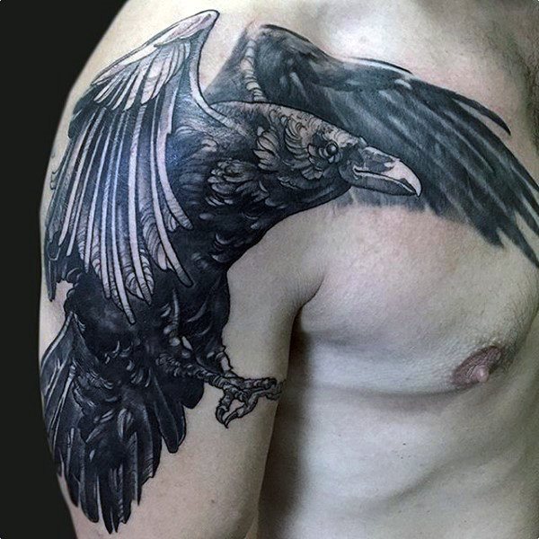 tatuaje cuervo negro para hombre 75