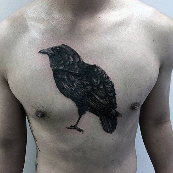 tatuaje cuervo negro para hombre 77
