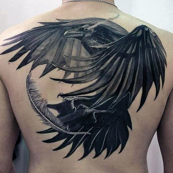tatuaje cuervo negro para hombre 80