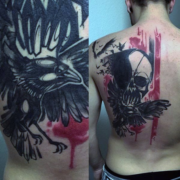 tatuaje cuervo negro para hombre 83