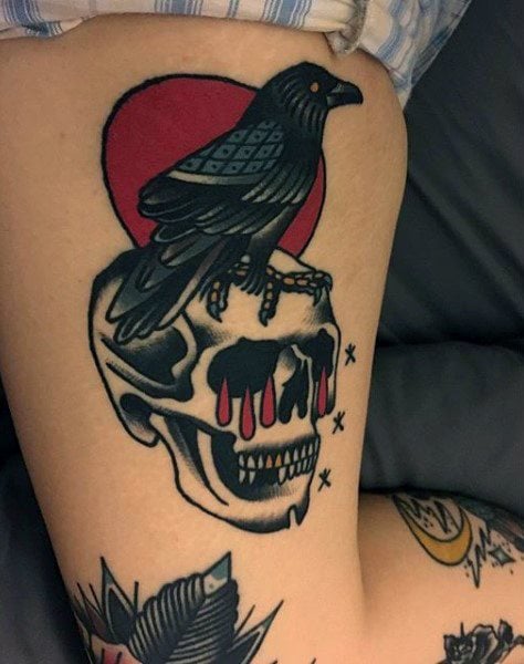 tatuaje cuervo negro para hombre 91