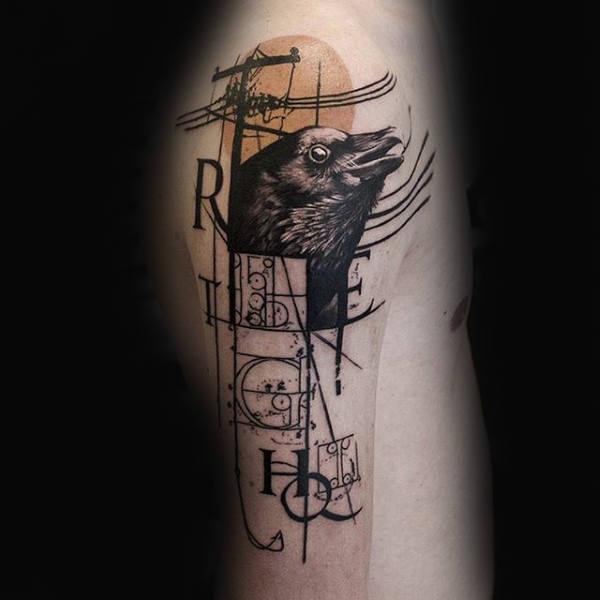 tatuaje cuervo para hombre 02