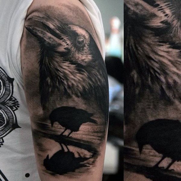 tatuaje cuervo para hombre 14
