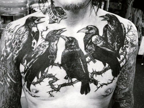 tatuaje cuervo para hombre 46