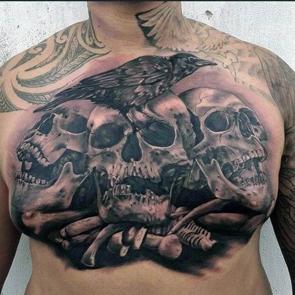 tatuaje cuervo para hombre 48