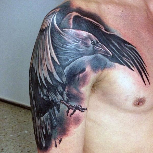 tatuaje cuervo para hombre 49