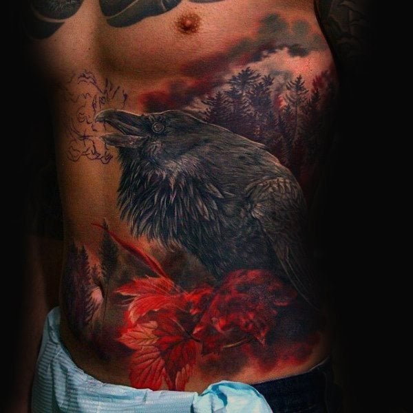 tatuaje cuervo para hombre 63