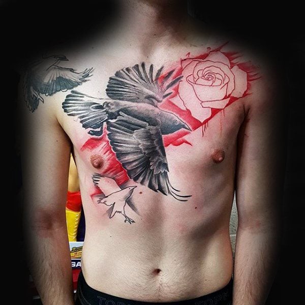 tatuaje cuervo para hombre 65