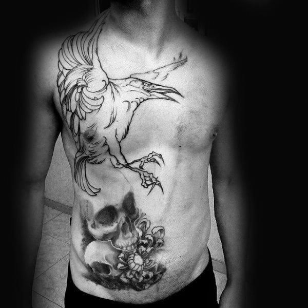 tatuaje cuervo para hombre 74