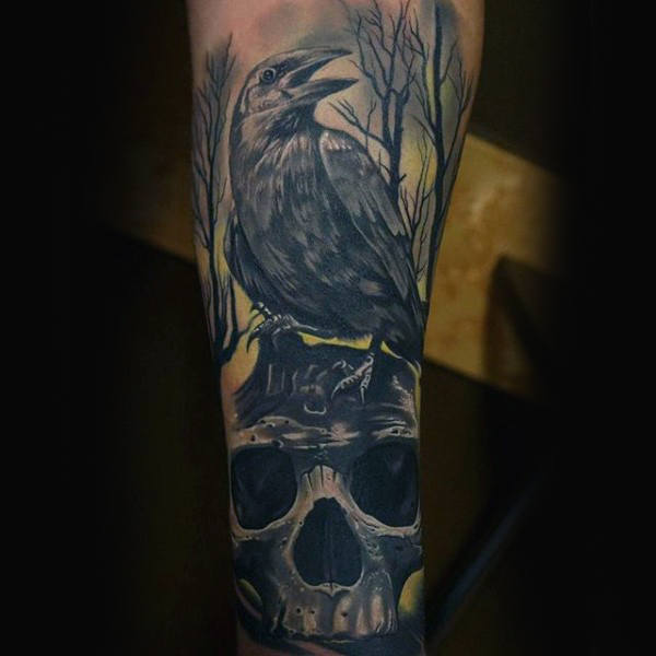 tatuaje cuervo para hombre 75