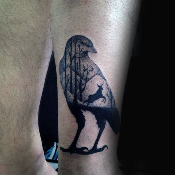 tatuaje cuervo para hombre 77