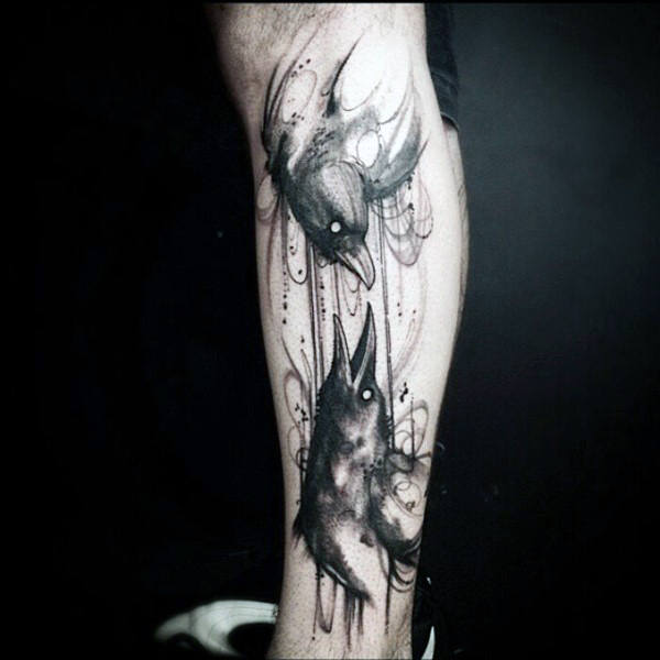 tatuaje cuervo para hombre 89