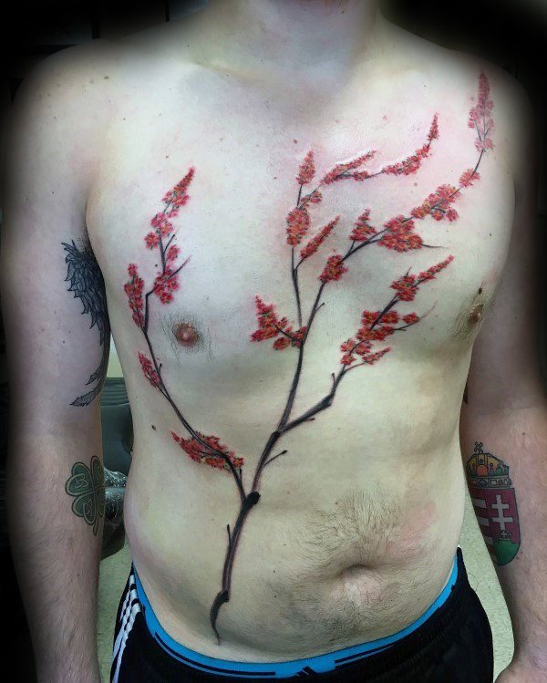 tatuaje flores del cerezo japonesas para hombre 15