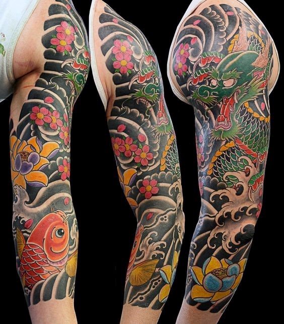 tatuaje flores del cerezo japonesas para hombre 17