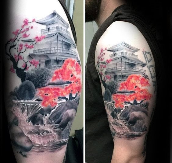 tatuaje flores del cerezo japonesas para hombre 24